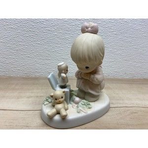 Vtg 1994 Enesco Precious Moments Just Poppin` In To say Halo Porcelain Figurine